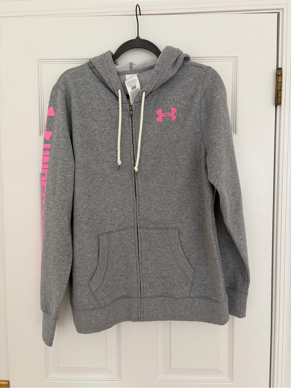Under Armour Women's Gray Hoodie Jacket with Pink Logo